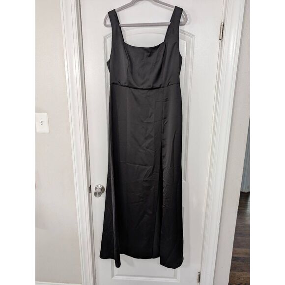 BHLDN Catarina Crepe Maxi Dress women's large black square neck Anthropologie - Picture 3 of 11